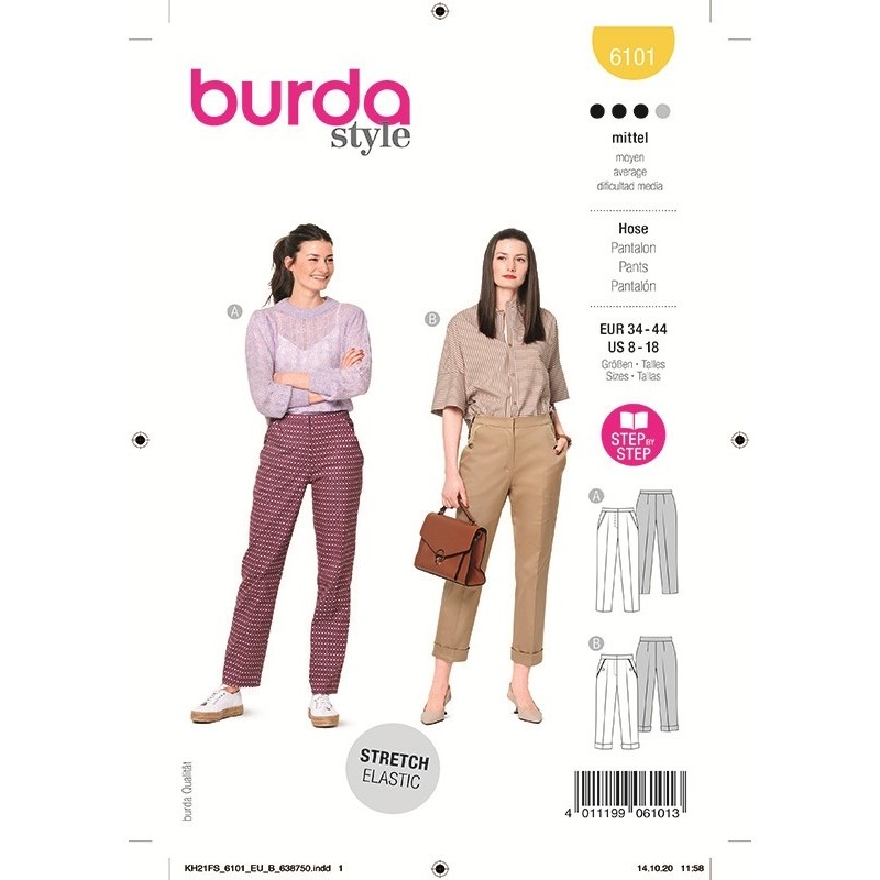 Patron Burda 6101 Pantalon 34/44