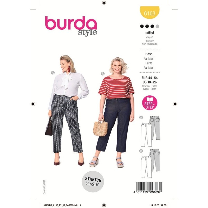 Patron Burda 6103 Pantalon 44/52