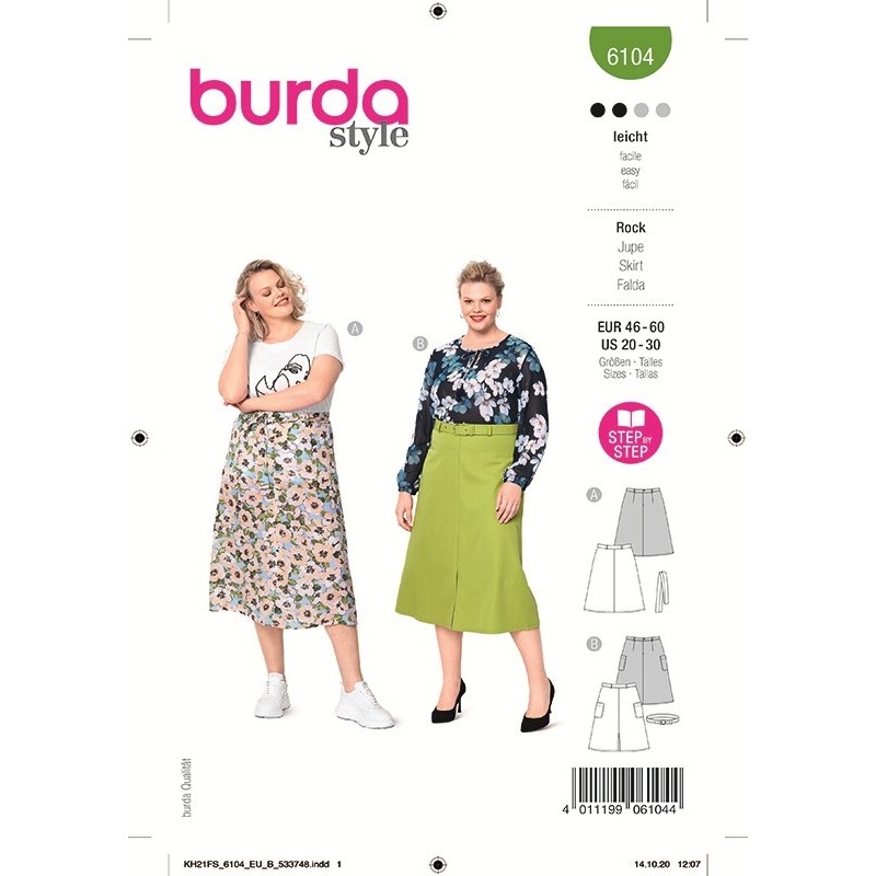 Patron Burda 6104 Jupe 46/60