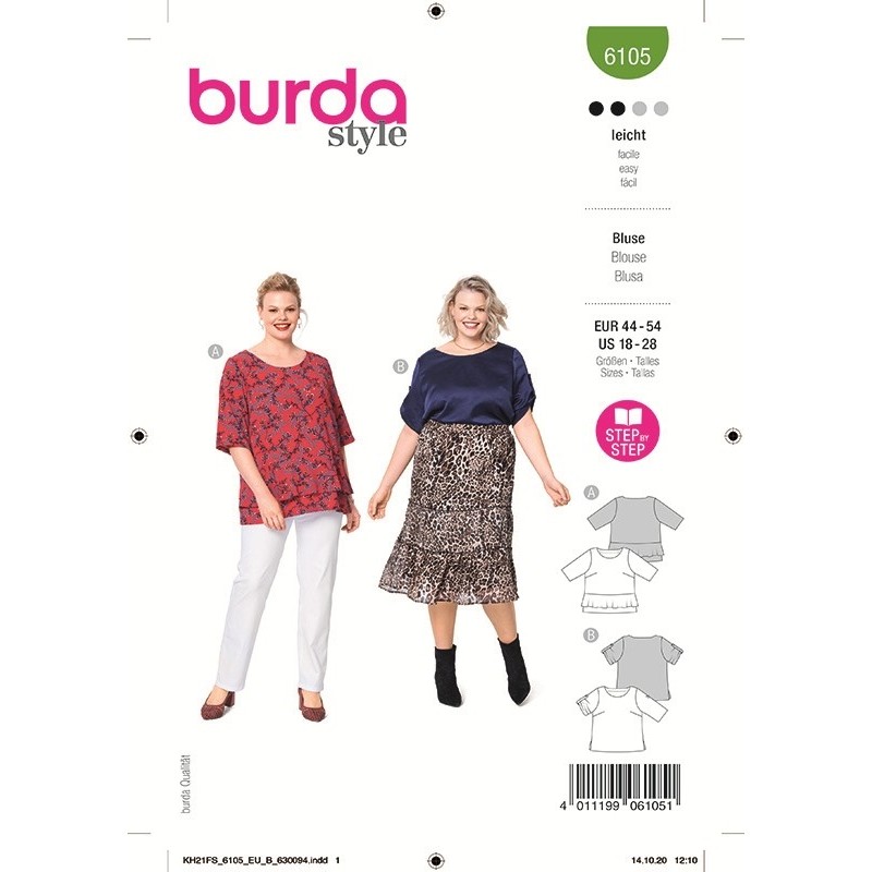 Patron Burda 6105 Blouse 44/54