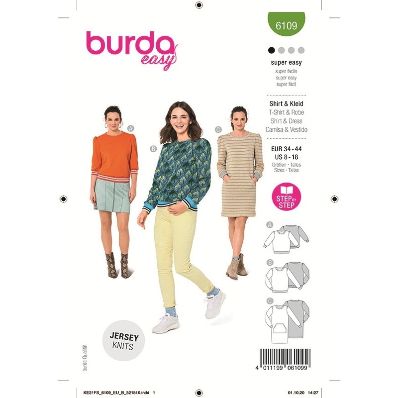 Patron Burda 6109 Sweat-shirt 34/44