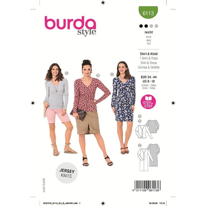 Patron Burda 6113 T-shirt 34/44