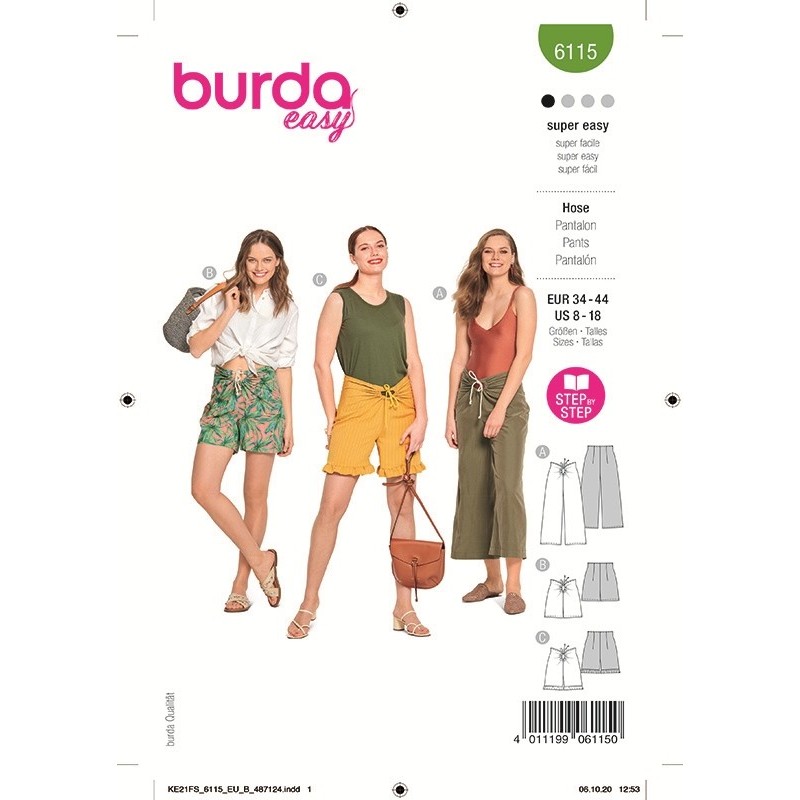 Patron Burda 6115 Pantalon 34/44