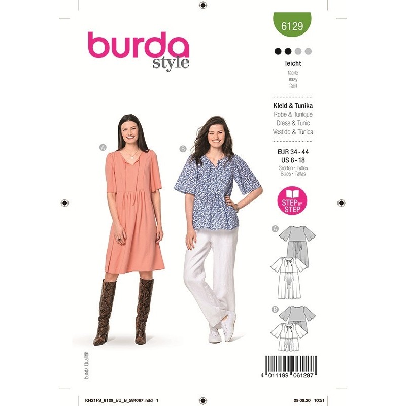 Patron Burda 6129 Robe 34/44
