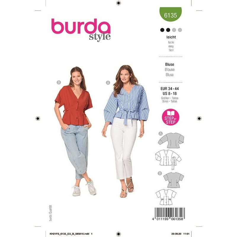 Patron Burda 6135 Blouse 34/44