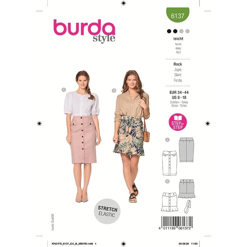 Patron Burda 6137 Jupe 34/44