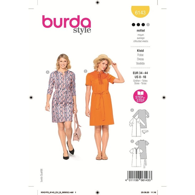 Patron Burda 6143 Robe 34/44