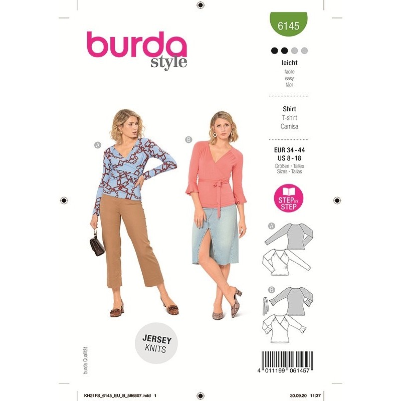 Patron Burda 6145 Top Croise 34/44