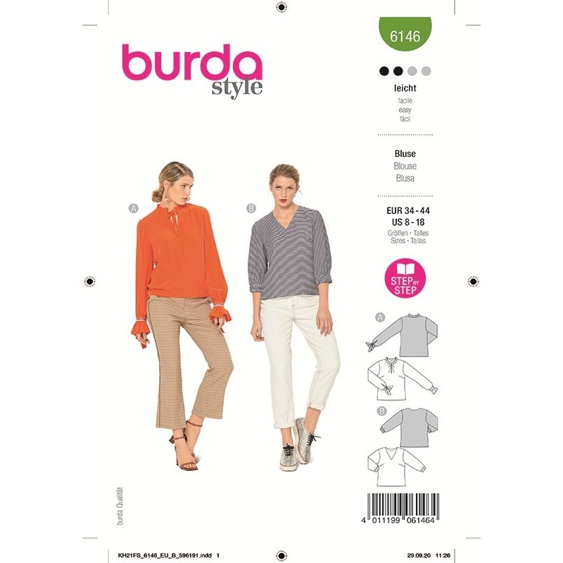 Patron Burda 6146 Blouse 34/44