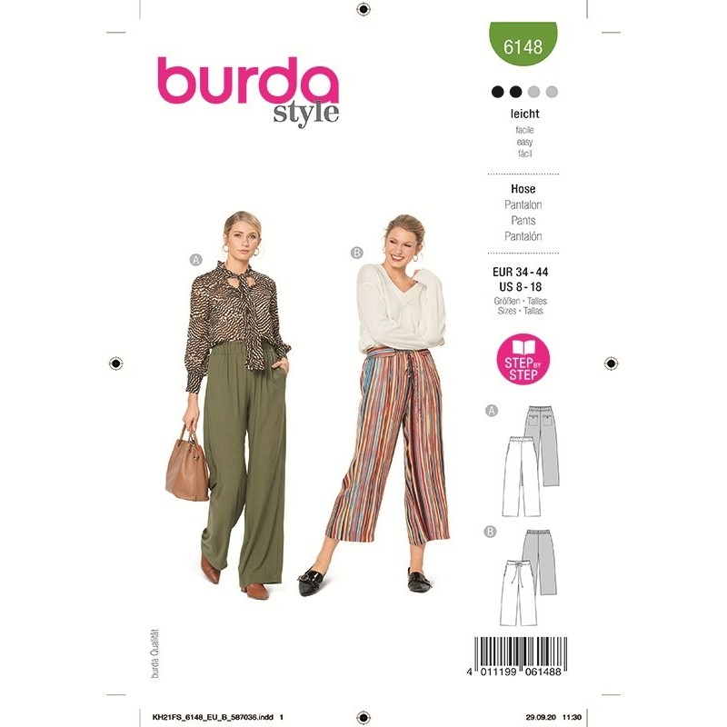 Patron Burda 6148 Pantalon 34/44