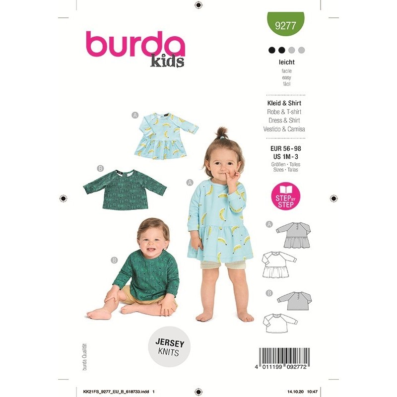 Patron Burda 9277 Baby Robe/t-shirt 56/98