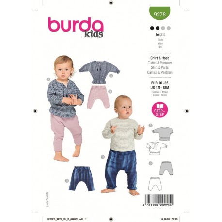 Patron Burda 9278 Baby T-shirt/pantalon 56/86
