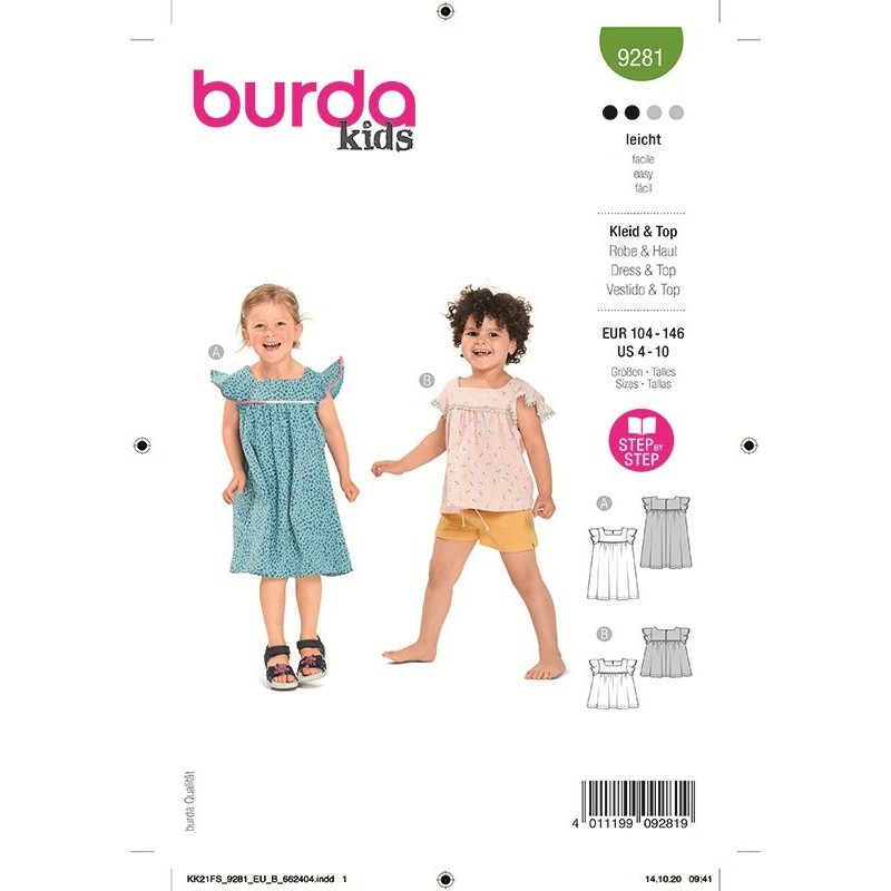 Patron Burda 9281 Kids Robe/top 104/140