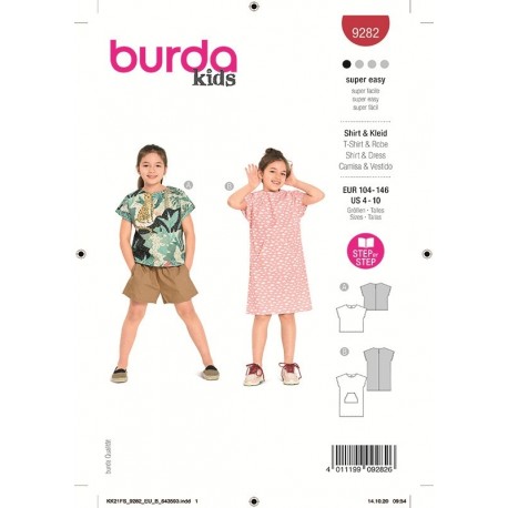 Patron Burda 9282 Kids T-shirt/robe 104/140