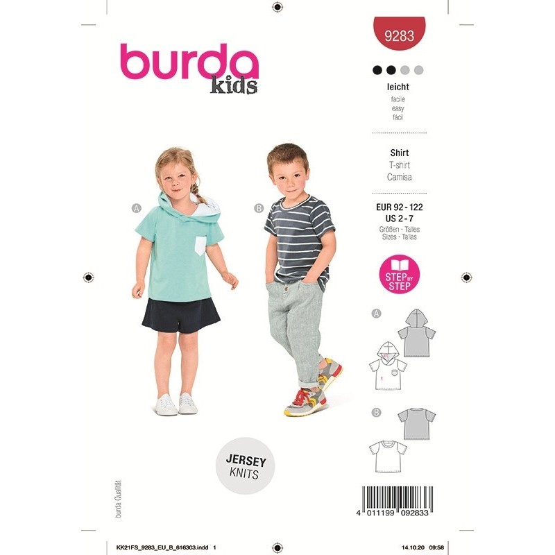 Patron Burda 9283 Kids T-shirt 92/122