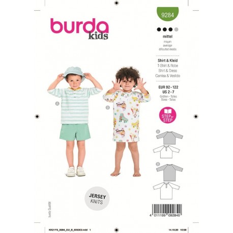Patron Burda 9284 Kids T-shirt/robe 92/122