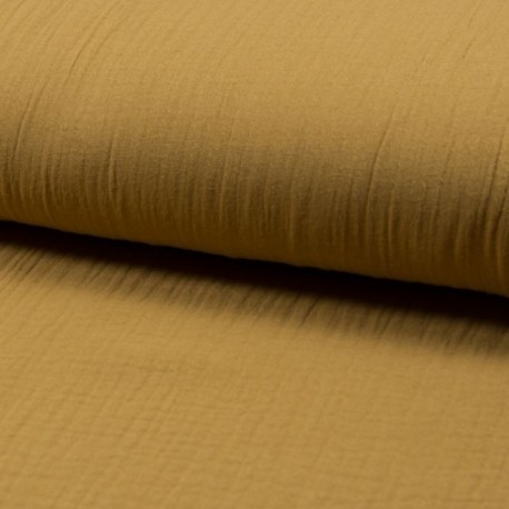 Tissu Double Gaze Uni Caramel 