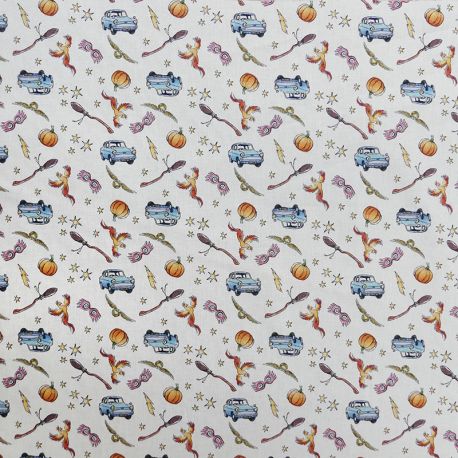 Tissu Popeline Harry Potter Imprimé Beige