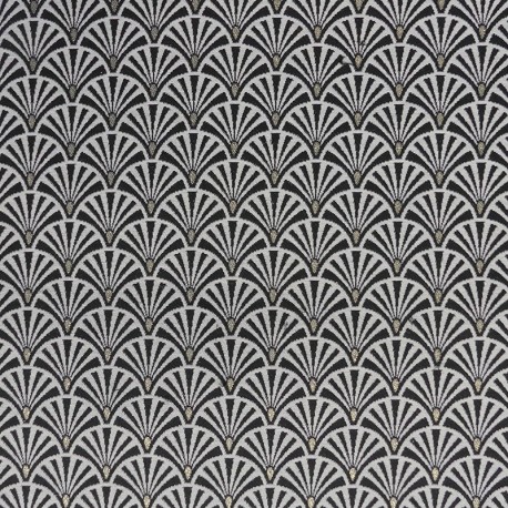 Tissu Ebano Jacquard Eventail Noir 