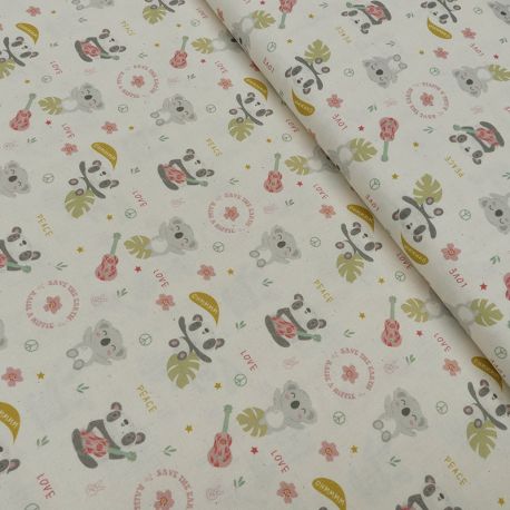 Tissu Wish Imprimé Bio Panda koala 