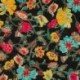 Tissu Coton Imprimé Floral Fond Noir 