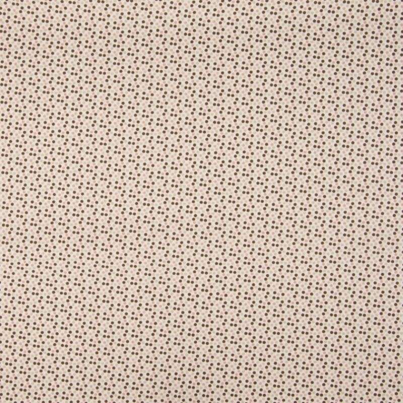 Tissu Coton Imprimé Pois Ecru Vieux Rose et Taupe 
