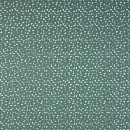 Tissu Coton Imprimé Motif Fond Vert