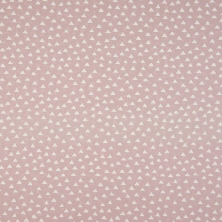 Tissu Coton Imprimé Triangle Fond Rose