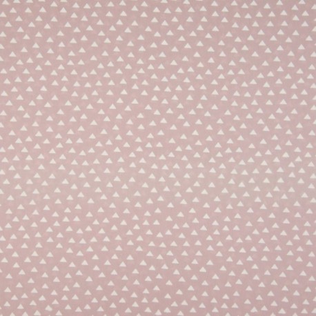 Tissu Coton Imprimé Triangle Fond Rose