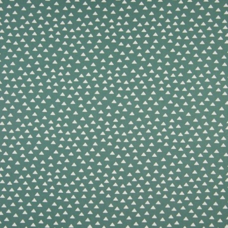 Tissu Coton Imprimé Triangle Fond Vert 