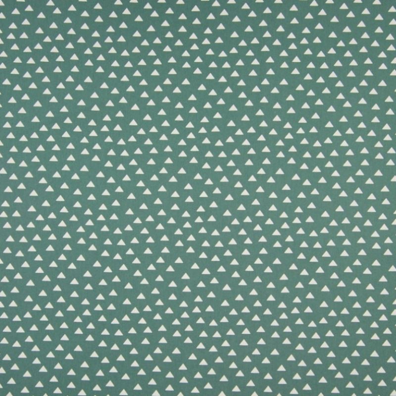 Tissu Coton Imprimé Triangle Fond Vert 