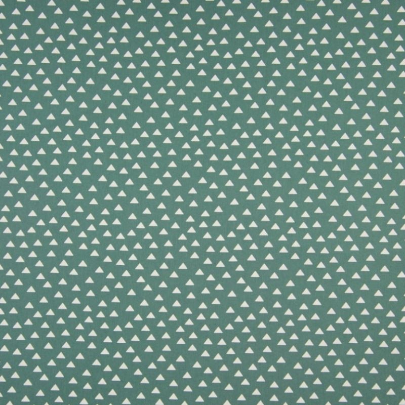 Tissu Coton Imprimé Triangle Fond Vert 
