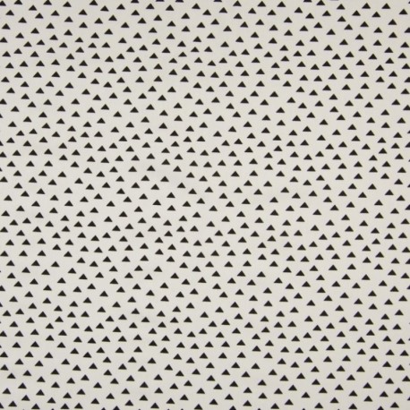 Tissu Coton Imprimé Triangle Fond Ecru