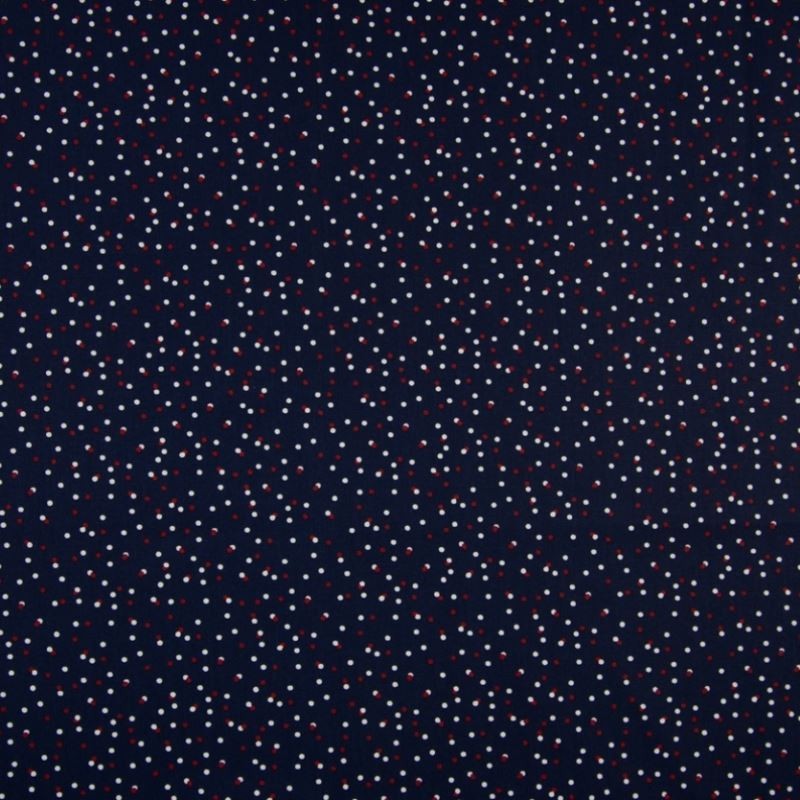 Tissu Coton Imprimé Pois Multico Fond Marine