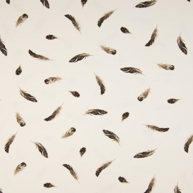 Tissu Jersey Imprimé Plume Taupe