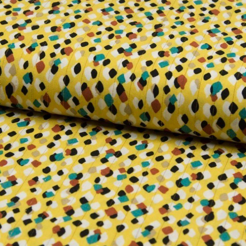 Tissu Chally Pois Rayure Lurex Jaune