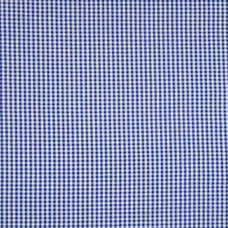 Tissu Petit Carreau Vichy Marine Seersucker Gaufré 
