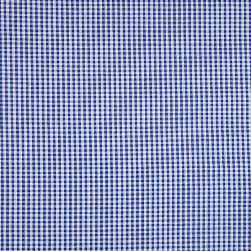 Tissu Petit Carreau Vichy Marine Seersucker Gaufré 