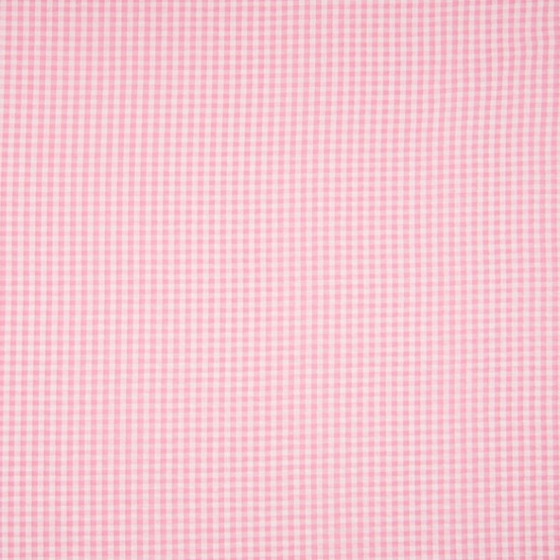 Tissu Petit Carreau Vichy Rose Seersucker Gaufré