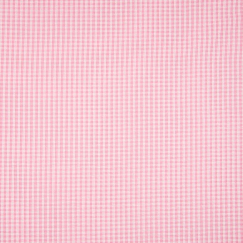 Tissu Petit Carreau Vichy Rose Seersucker Gaufré