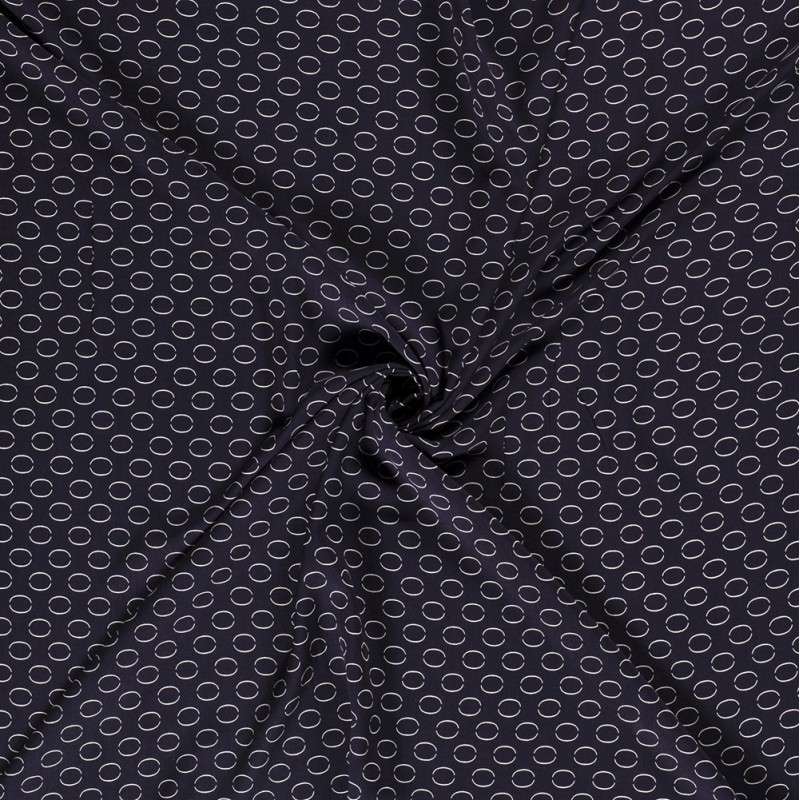 Tissu Viscose Imprimé Cercle Fond Marine 