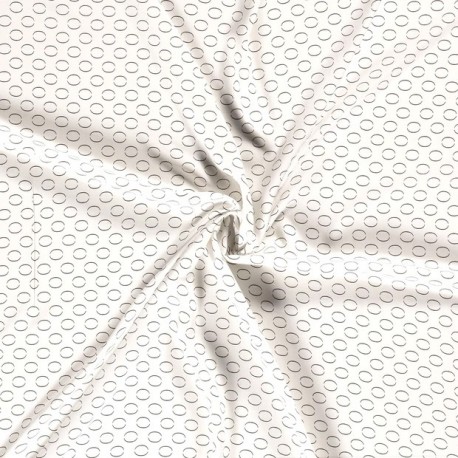 Tissu Viscose Imprimé Cercle Fond Blanc 
