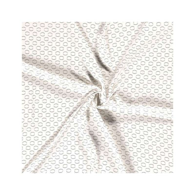 Tissu Viscose Imprimé Cercle Fond Blanc 