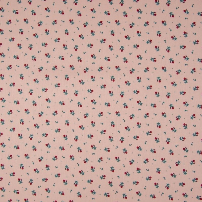Tissu Coton Imprimé Floral Fond Saumon