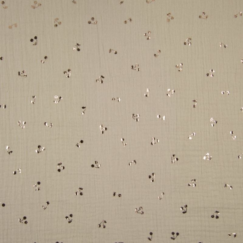 Tissu Double Gaze Foil Cerise Sable 
