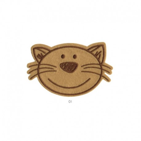 Ecusson Grosse Tête de Chat Marron 
