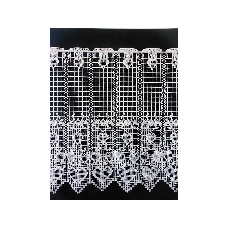 Brise Bise Macramé Coeur Ecru Hauteur 58 cm