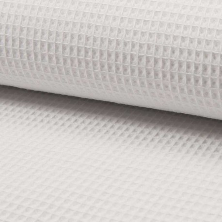 Tissu Nid d'Abeille Uni Blanc