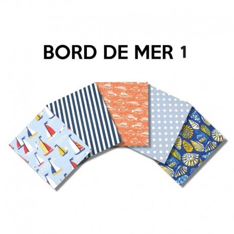 Un Lot de 5 Coupons Bord de Mer Multico 45x55 cm