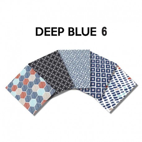 Un Lot de 5 Coupons de Tissu Deep Blue Multico 